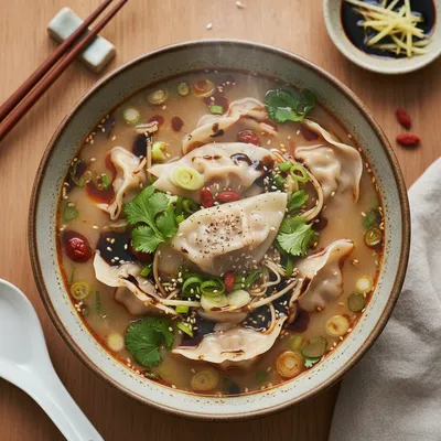 Hot & Sour Dumplings in Tangy Broth